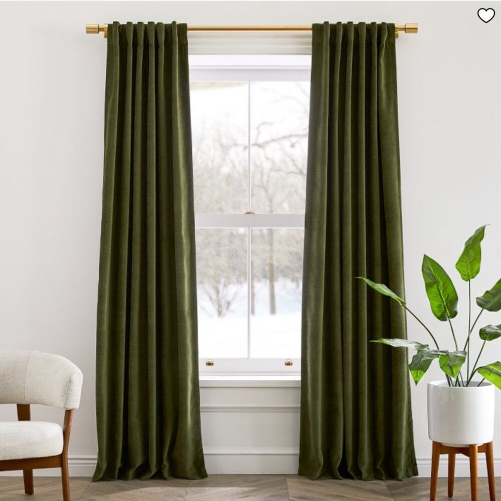 Like New WEST ELM Green Velvet Curtains